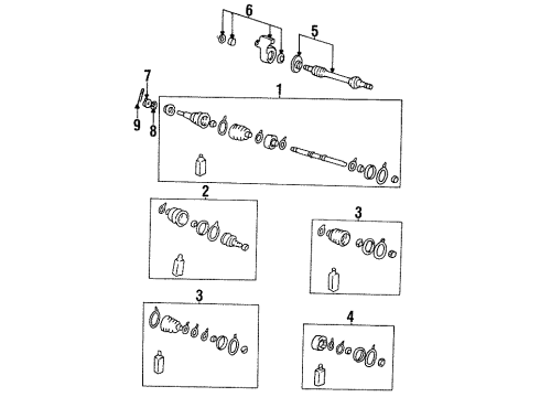 1994 Hyundai Scoupe Drive Axles - Front Joint Kit-Front Axle Differential Side Diagram for 49505-23B00