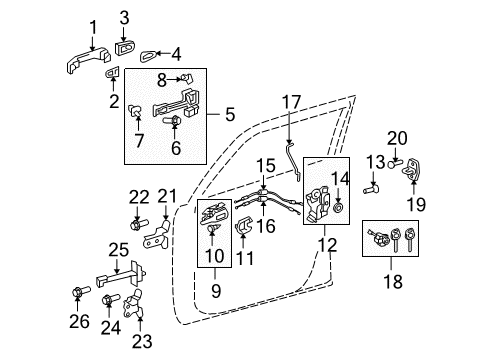 2015 Scion xB Front Door Bolt Diagram for 90084-10049