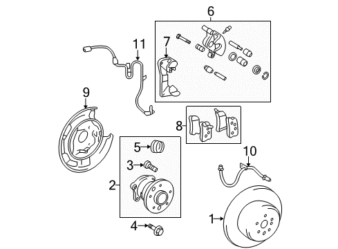 2012 Toyota Highlander Rear Brakes ABS Sensor Wire Diagram for 89516-0E080