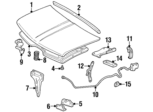 1999 Cadillac Escalade Hood & Components Release Handle Diagram for 15741109