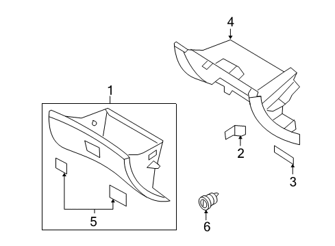 2010 Hyundai Sonata Glove Box Panel-Lower Crash Pad Inner, RH Diagram for 84540-3K650-HZ