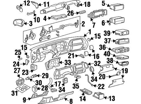 1999 Chevrolet K2500 Suburban Instrument Panel, Cluster & Switches Holder Asm-Instrument Panel Cup *Dark Navy Blue Diagram for 15725717