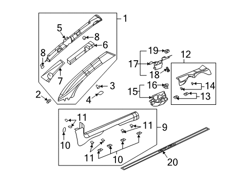 2004 Saturn Ion Interior Trim - Pillars, Rocker & Floor Upper Quarter Trim Retainer Diagram for 11518447