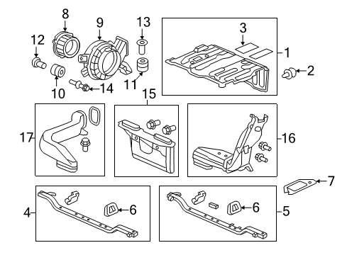 2012 Honda CR-Z Electrical Components Duct Assy., Air Outlet Diagram for 1J650-RTW-003