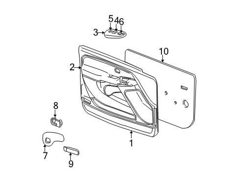 1999 Chevrolet Silverado 1500 Interior Trim - Front Door ARMREST, Armrest Diagram for 12472872