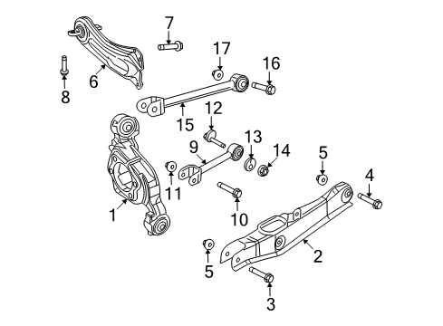 2009 Dodge Journey Rear Suspension Components, Lower Control Arm, Stabilizer Bar Screw-HEXAGON Head Diagram for 6104462AA