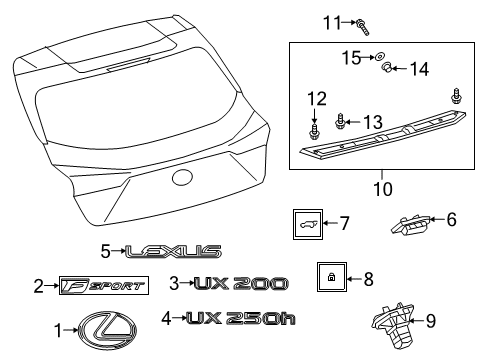 2020 Lexus UX200 Parking Aid Plate, Back Door Out Diagram for 69326-76010