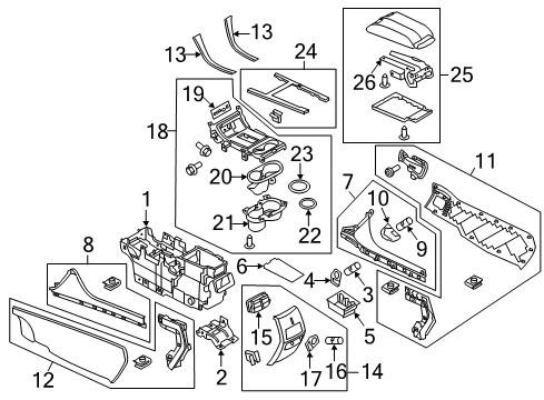 2012 Lincoln MKX Console Cup Holder Insert Diagram for BA1Z-7813562-AA