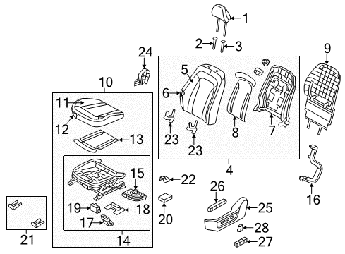 2011 Kia Optima Power Seats Front Seat Cushion Passenge Covering Diagram for 881602T010AK9