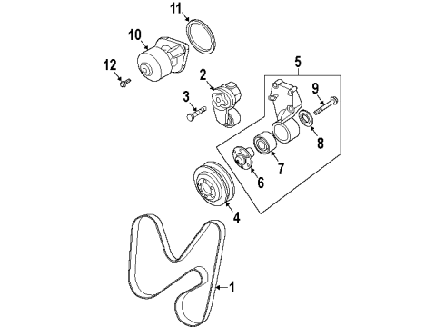 2001 Dodge Ram 2500 Water Pump, Belts & Pulleys Belt-Accessory Drive Diagram for 53040172AD