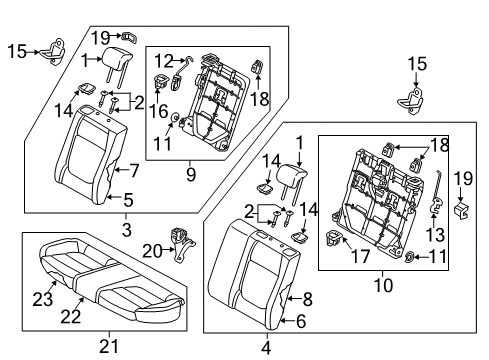 2018 Kia Rio Rear Seat Components Rear Seat Covering Assembly Diagram for 89160H9500SKA