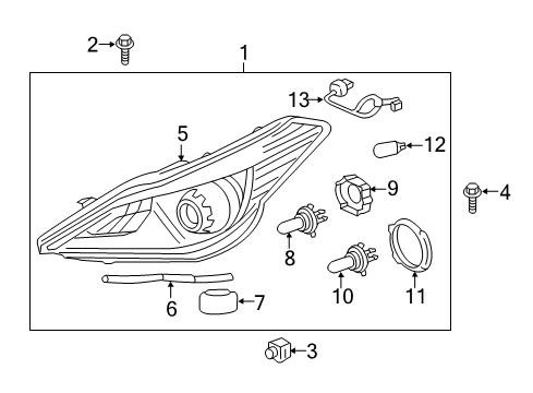 2016 Hyundai Azera Headlamps Head Lamp Sub Assembly, Left Diagram for 92103-3V040