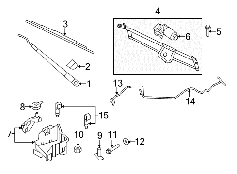 2012 Ford Expedition Windshield - Wiper & Washer Components Linkage Bolt Diagram for -N808988-S307