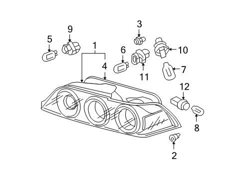 2006 Acura RSX Bulbs Grommet Diagram for 91626-S70-003