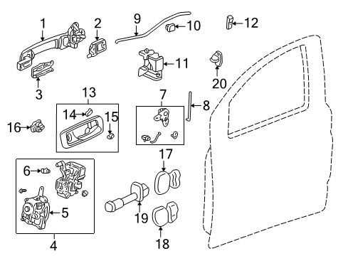 2003 Acura MDX Rear Door Handle Assembly, Right Rear Door (Outer) Diagram for 72640-S3V-A01