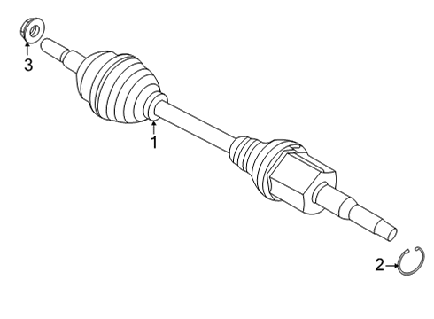 2021 Ford Bronco Sport Drive Axles - Front Axle Assembly Retainer Clip Diagram for JX6Z-3B498-B