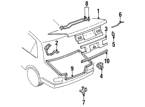 1991 Nissan Sentra Trunk Cylinder Set-Trunk Lid Lock Diagram for 84660-50Y27