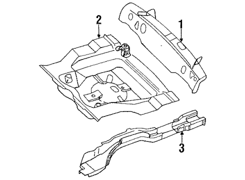 1988 Nissan Sentra Rear Body, Rear Floor & Rails Floor Rear Diagram for 74514-71A35