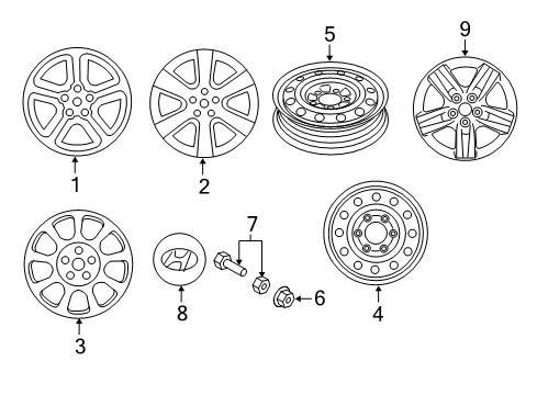 2009 Hyundai Santa Fe Wheels, Covers & Trim Wheel Cap Assembly Diagram for 52910-2B905