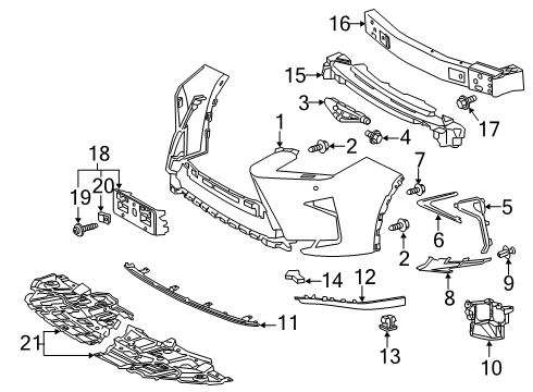 2018 Lexus RX450hL Front Bumper Front Bumper Extension Mounting Bracket Diagram for 52114-48400