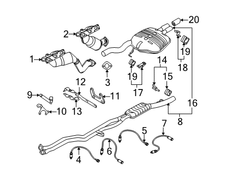 2007 BMW 530xi Exhaust Components Bracket Diagram for 18207544261