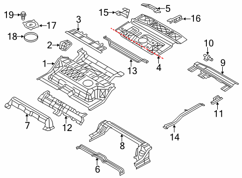 2022 INFINITI QX80 Rear Floor & Rails Reinforce-Rear WHEELHOUSE Inner, LH Diagram for 767C5-1LA0A