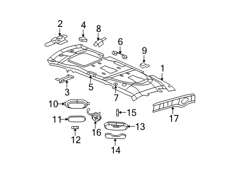 2008 Dodge Grand Caravan Interior Trim - Roof Lamp-Dome And Reading Diagram for YQ85DW1AA