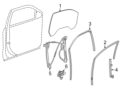 2017 Cadillac Escalade ESV Front Door Glass Weatherstrip Diagram for 84462156