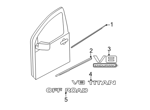 2005 Nissan Titan Exterior Trim - Front Door MOULDING Set-Side Front Door, LH Diagram for 80871-7S080