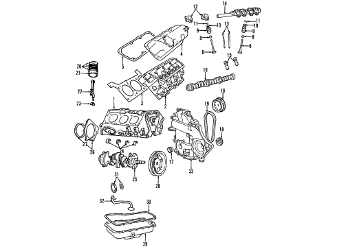 2010 Chrysler Town & Country Engine Parts, Mounts, Cylinder Head & Valves, Camshaft & Timing, Oil Pan, Oil Pump, Crankshaft & Bearings, Pistons, Rings & Bearings Gasket Pkg-Engine Upper Diagram for 68029542AB