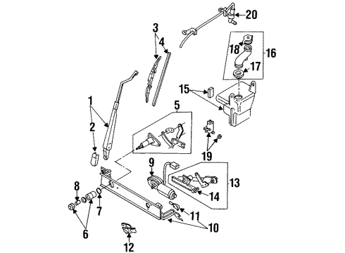 1991 Isuzu Rodeo Wiper & Washer Components Blade Assembly, Rear Wiper Diagram for 8-94334-768-0