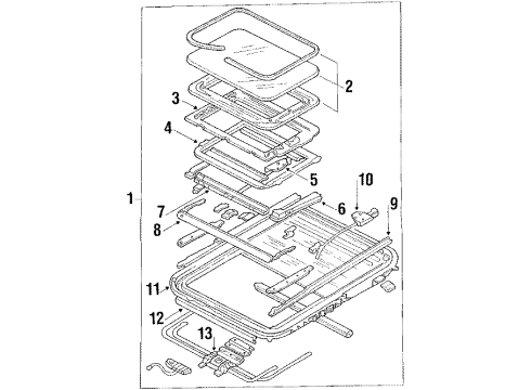 1988 Mitsubishi Precis Sunroof Guide Assembly-Sunroof Front, LH Diagram for 81645-21010