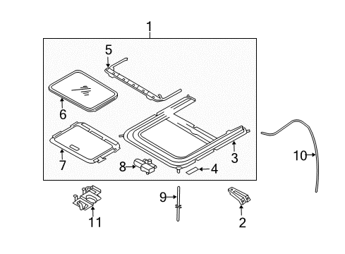 2005 Nissan Quest Sunroof Lid Assy-Sunroof, Slide Diagram for 91210-5Z010