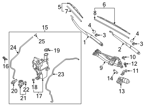2019 Hyundai Elantra GT Wiper & Washer Components Windshield Washer Reservoir Assembly Diagram for 98620-G3100