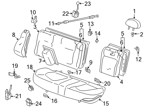 2003 Hyundai Sonata Rear Seat Components Lock Lever Assembly-Rear Back, LH Diagram for 89314-38200