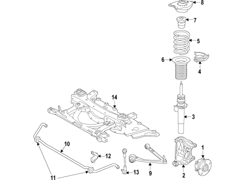 2018 BMW i3s Front Suspension, Lower Control Arm, Stabilizer Bar, Suspension Components Control Rod, Left Diagram for 37146861845