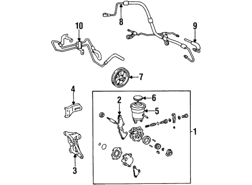 1996 Toyota Corolla P/S Pump & Hoses, Steering Gear & Linkage Pump Assembly, L/PULLEY Diagram for 44320-12322