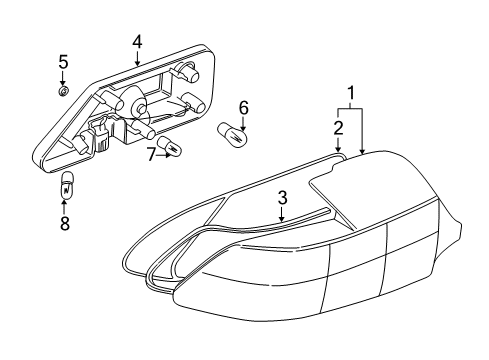 1997 BMW Z3 Tail Lamps Tail Light Gasket Diagram for 63218389724