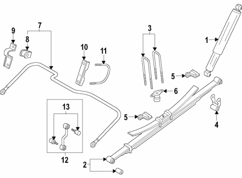 2017 Ford F-350 Super Duty Rear Suspension Components, Stabilizer Bar Shock Absorber Diagram for HC3Z-18125-Q