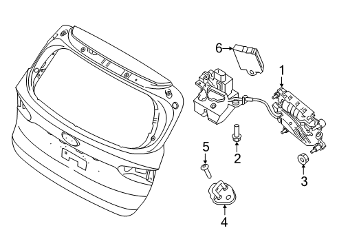 2021 Hyundai Santa Fe Lift Gate Tail Gate Latch Assembly Diagram for 81800-S2000