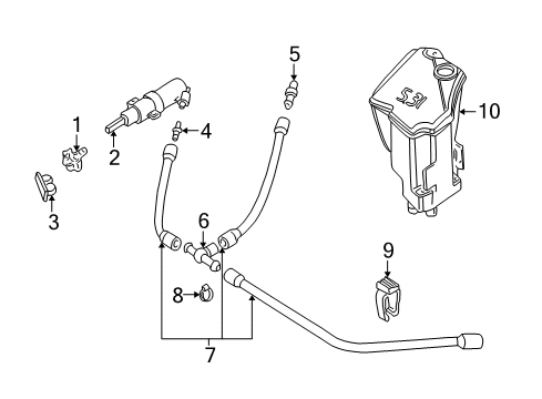 2002 BMW M3 Headlamp Washers/Wipers Clip, Hose Diagram for 61670004457