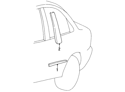 2000 Chevrolet Metro Exterior Trim - Rear Door Molding, Rear Quarter *Gray Diagram for 30015323