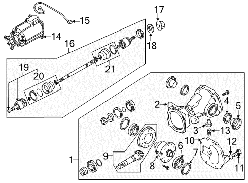 2010 Hyundai Tucson Axle & Differential - Rear Cover Assembly Diagram for 53075-3B200