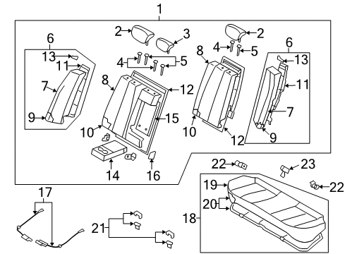 2009 Hyundai Elantra Rear Seat Components Rear Seat Back Armrest Assembly Diagram for 89900-2H010-AAN