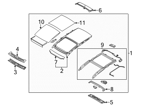 2013 Kia Sportage Roof & Components Panoramaroof Frame Assembly Diagram for 816203W010