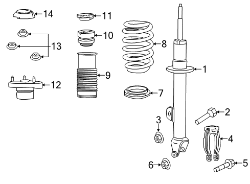 2015 Dodge Charger Struts & Components - Front Shock-Suspension Diagram for 68192734AC