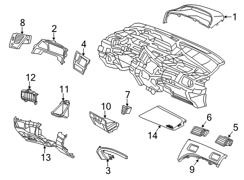 2013 Honda Civic Cluster & Switches, Instrument Panel Panel Assy., Center *NH895L* (BLACK METAL HAIR LINE FILM) Diagram for 77250-TR6-C11ZA