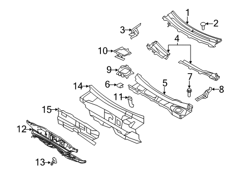 2011 Ford Flex Cowl Cowl Grille Diagram for 8A8Z-74022A68-A