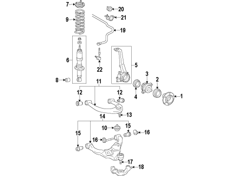 2013 Toyota Tacoma Front Suspension Components, Lower Control Arm, Upper Control Arm, Stabilizer Bar Stabilizer Bar Diagram for 48811-04130