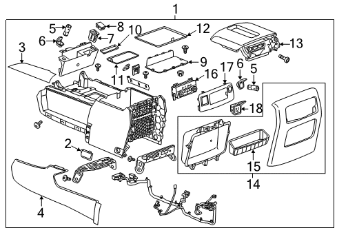 2020 Chevrolet Suburban Center Console Console Asm-Front Floor *Black Diagram for 84204931